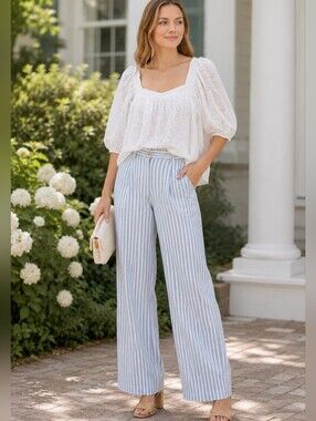 Vineyard Vines White Eyelet Puff Sleeve Blouse Coastal Cottagecore Top S
